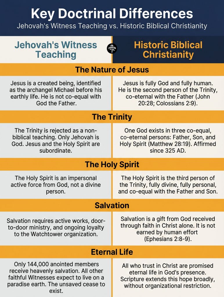 How Jehovah's Witness Teachings Differ From Historic Biblical Christianity 2 Core Doctrinal Differences Side by Side